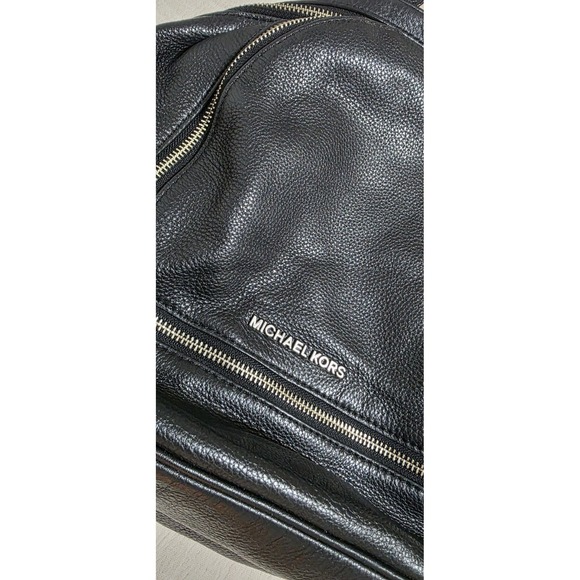Michael Kors Black Leather Backpack Silver Hardware Adjustable Bag Purse - Picture 5 of 8